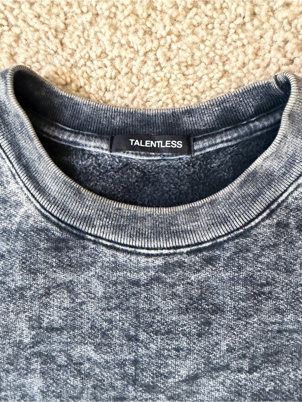 TALENTLESS Men's Acid Wash Gray Crewneck Sweater - M
